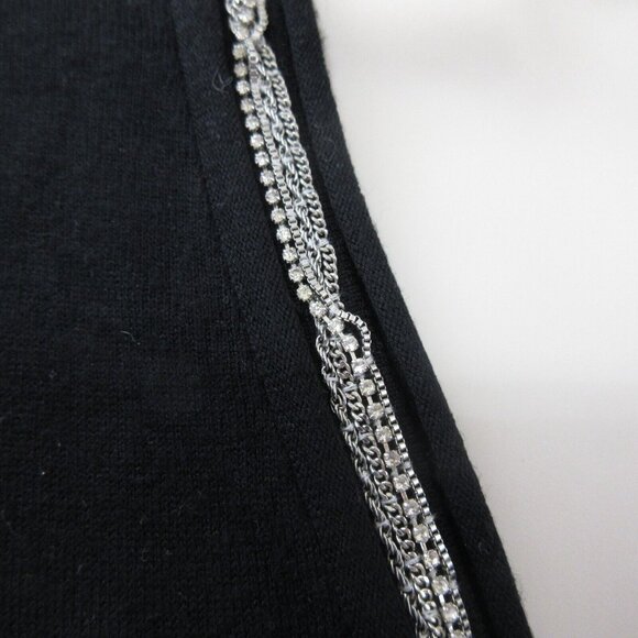 Jones New York Cardigan Sweater Womens Medium Black Silver Chain Open Front Belt - Picture 3 of 9